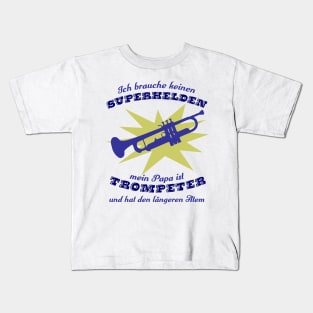 Superheld Trompetenpapa - blau Kids T-Shirt
